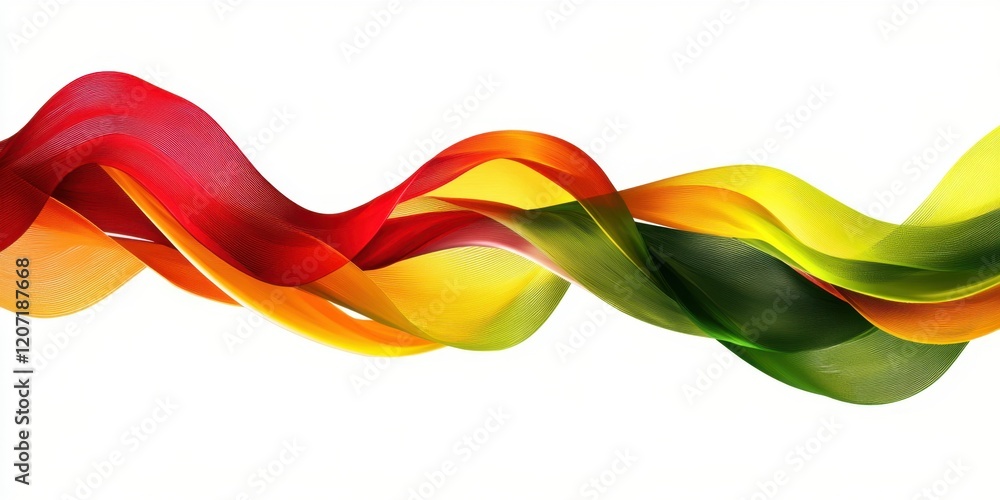 Poster vibrant abstract colorful swirls design: dynamic multicolored wave flowing across white background