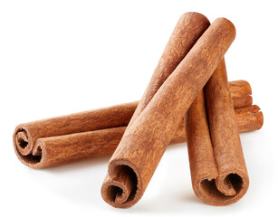 Cinnamon isolated on white background. Cinnamon clipping path. Cinnamon macro studio photo