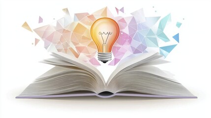 Illuminated Ideas Emerging from an Open Book with Creative Background