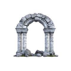 Obraz premium Ruined Roman Archway with Columns, Isolated on Transparent background