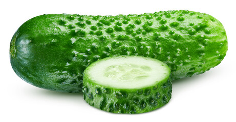 Isolated cucumber. Fresh organic cucumber isolated clipping path