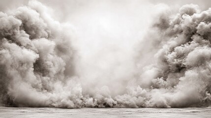 Soft Clouds of Mist Hovering Above the Ground in Gray Tones