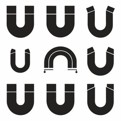 Vector Illustration of Horseshoe Magnets in Different Variations