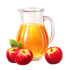 Fresh Apple Juice in jug on transparent background