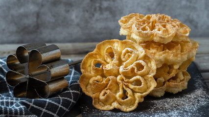 Carnival and Easter flowers. Typical sweet of Spanish cuisine