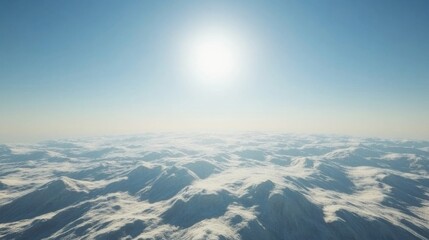 Naklejka premium Bright winter sun over snow covered mountain range