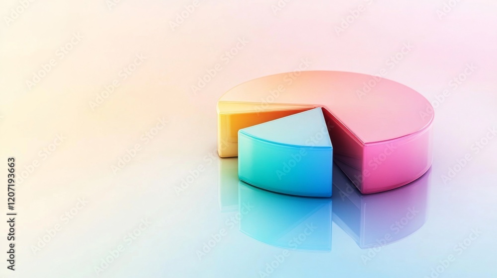 Leinwandbilder a modern pie chart with colorful slices set on a light gradient background, with slight d effects an