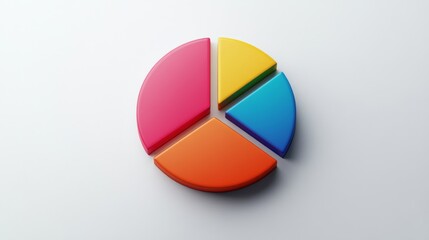 Fototapeta premium A modern pie chart with vibrant colors and clean, divided segments, set against a white background for a sharp, minimalist look