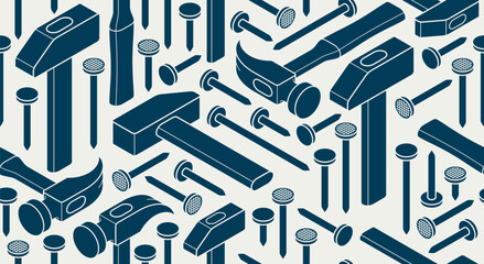 Nails seamless pattern, vector steel pins construction theme tiling background, work endless wallpaper.