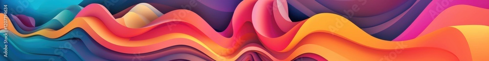 Poster abstract colorful waves: vibrant hues and dynamic flowing design