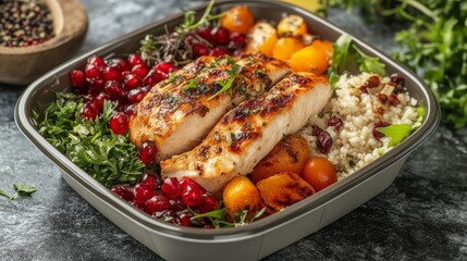 Healthy and Delicious Grilled Fish Salad with Couscous and Pomegranate