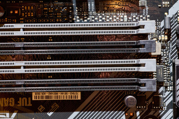 RAM Slots on a Motherboard Close-up