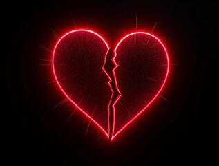 broken neon heart design, royalty free