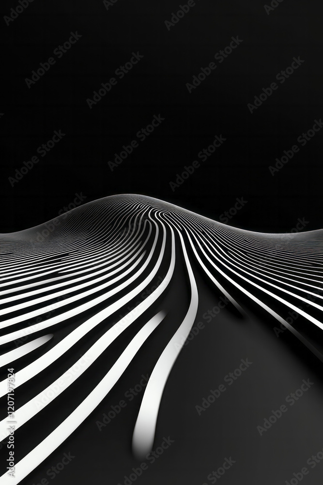 Fototapete a contemporary minimalist design with fluid, intertwining lines in monochrome, creating a sophistica