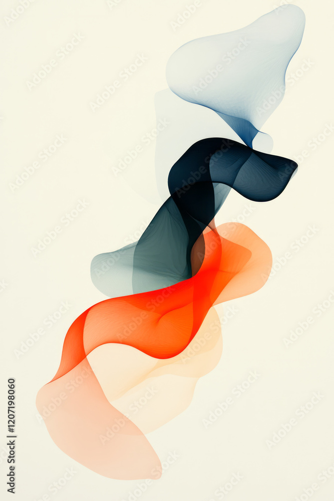 Fototapete a dynamic minimalist composition with sharp, flowing lines in contrasting colors, emphasizing modern