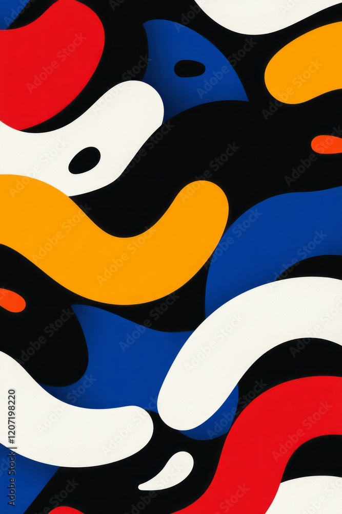 Aufkleber an abstract minimalist pattern with intersecting flowing lines in bold colors, adding a touch of vib