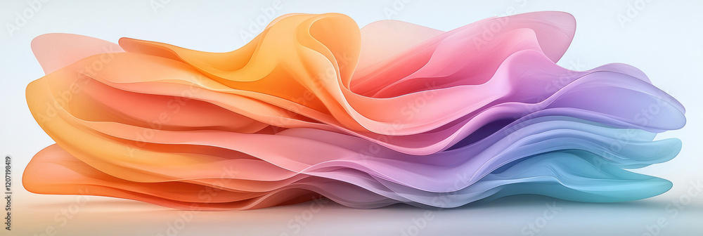 Poster A modern abstract design with dynamic flowing lines in gradient colors, adding depth and dimension to the minimalist style,