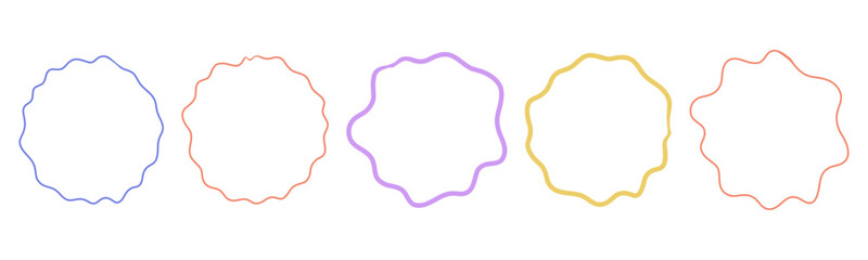 Zig zag frame border squiggle wavy set, underline brush stroke curved edges hand drawn empty tet box. Speech bubble badge jagged abstract shape.