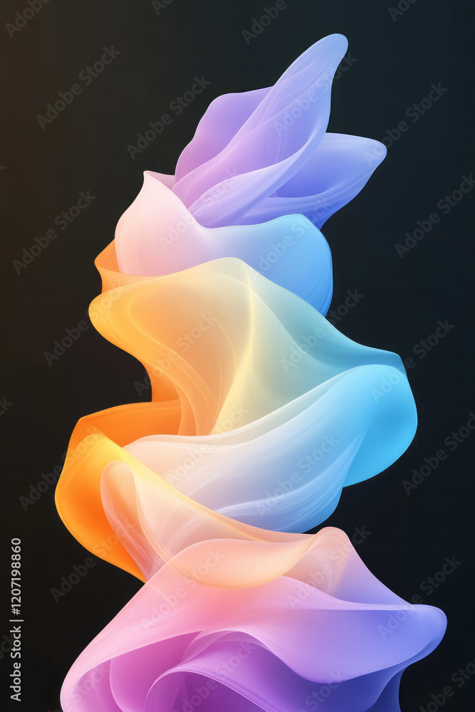 Poster a captivating abstract wave design with vibrant neon blue and purple gradients flowing harmoniously 