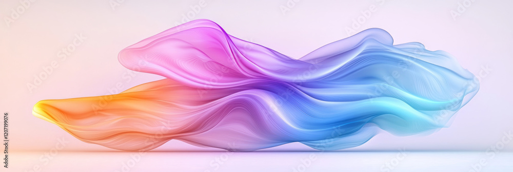 Poster a minimalist abstract wave composition featuring sleek neon blue and purple gradients, creating a mo