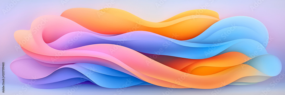Poster A mesmerizing abstract artwork with intersecting vibrant lines and flowing gradient curves in shades of pink, blue, and purple,