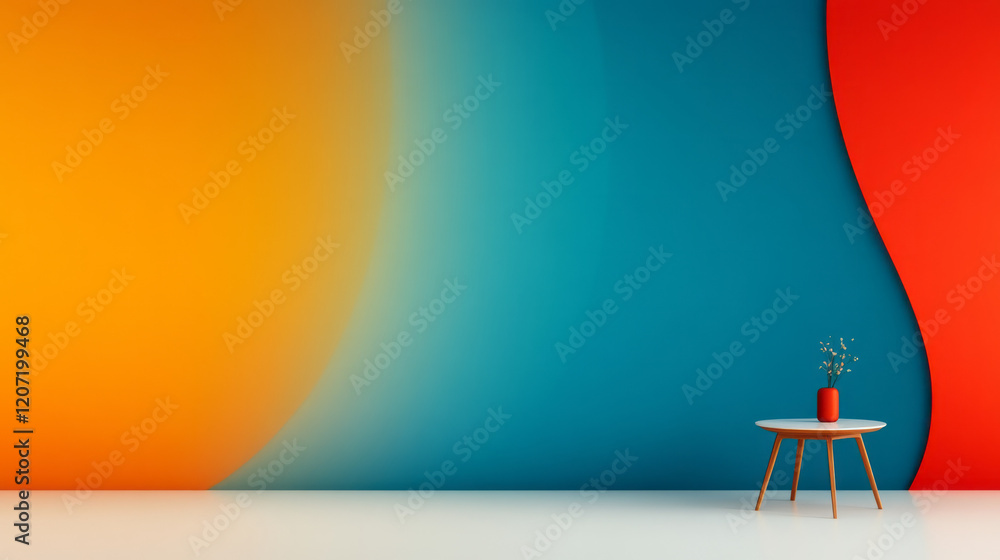 Poster A minimalist design showcasing bright, vibrant lines weaving through soft gradient curves, emphasizing simplicity and harmony,