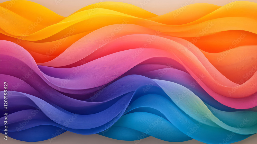 Poster An artistic depiction of vibrant lines cascading in fluid gradient curves, creating a visually stunning and dynamic pattern,