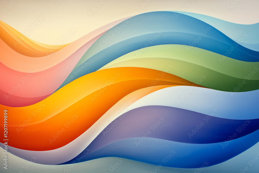 Aufkleber a vibrant abstract composition with sweeping lines and gradient curves in bold colors, evoking a sen