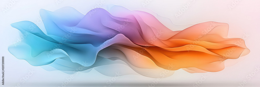 Poster A minimalist abstract composition with bright lines and soft gradient curves, emphasizing balance and visual harmony,