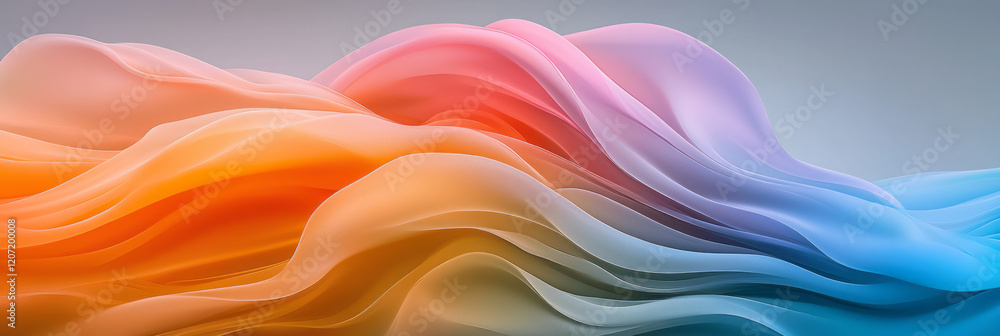 Poster A minimalist abstract composition with bright lines and soft gradient curves, emphasizing balance and visual harmony,
