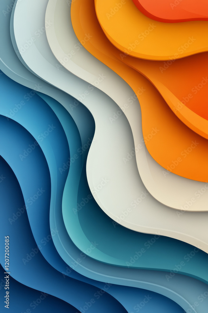 Poster an elegant abstract design with flowing gradient curves accented by vibrant, multicolored lines, enh