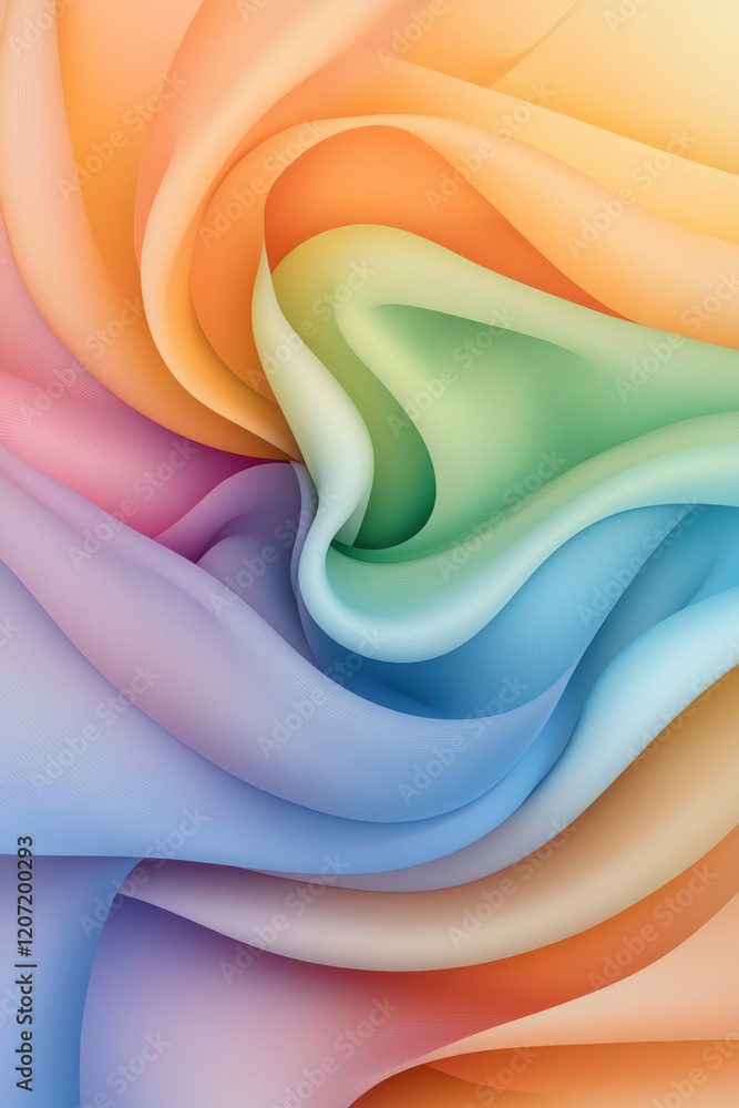 Aufkleber A modern abstract composition with radiant lines and fluid gradient curves in vibrant hues, creating an energetic and lively design,