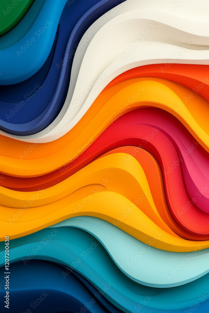 Poster a vibrant abstract pattern featuring dynamic, colorful waves with gradient vibrancy, adding depth an