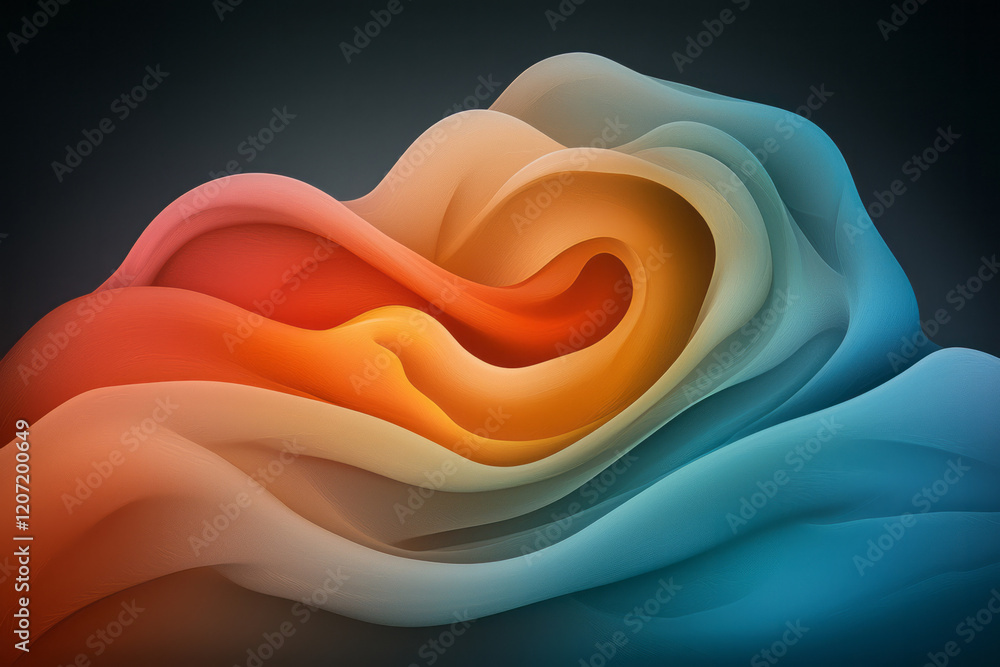 Poster an abstract digital artwork of colorful, flowing waves with rich gradient vibrancy, creating a visua