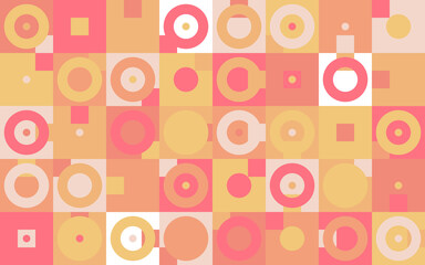 Geometric pattern background with circles and squares in pastel colors