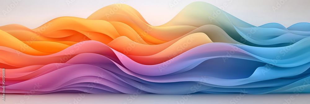 Poster a striking abstract design featuring bold, colorful waves with seamless gradient vibrancy, symbolizi