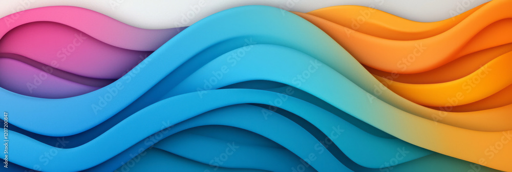 Poster a striking abstract design featuring bold, colorful waves with seamless gradient vibrancy, symbolizi