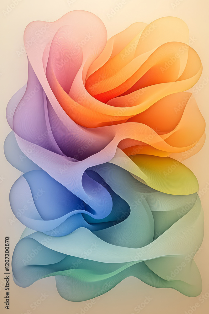 Fototapete a dynamic abstract artwork showcasing colorful waves with rich gradient vibrancy, evoking a sense of