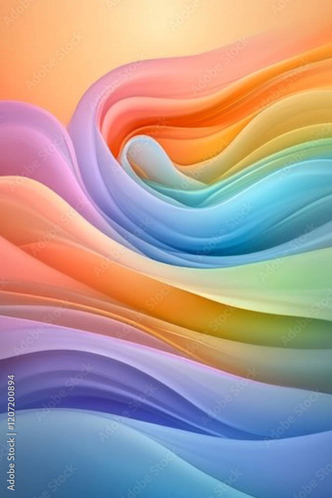 Poster a dynamic abstract artwork showcasing colorful waves with rich gradient vibrancy, evoking a sense of