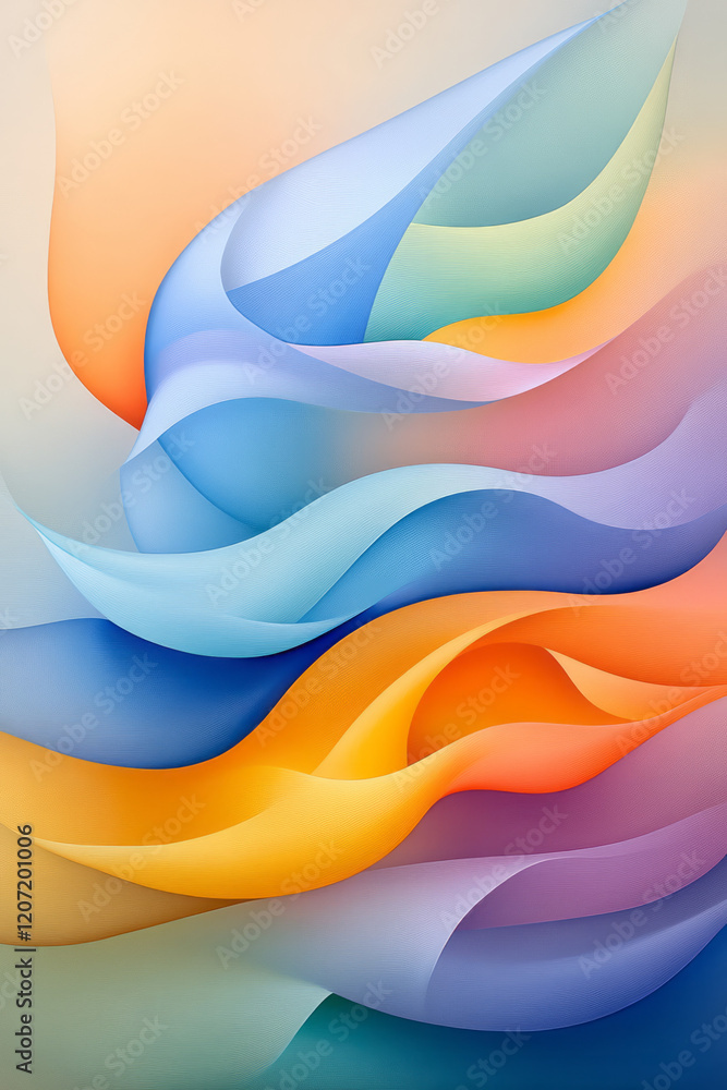 Fototapete a dynamic abstract artwork showcasing colorful waves with rich gradient vibrancy, evoking a sense of