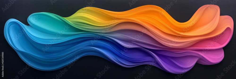 Aufkleber A mesmerizing abstract pattern of flowing colorful waves with gradient vibrancy, creating depth and a sense of continuous motion on a dark canvas,