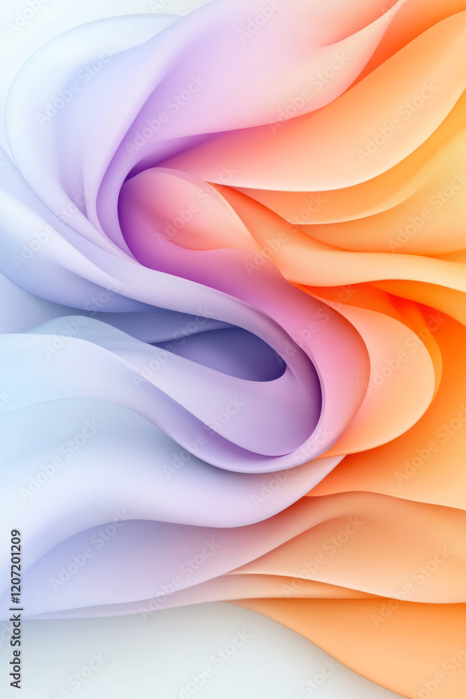 Poster a minimalist abstract wavy background with smooth purple and orange gradient curves, emphasizing sim