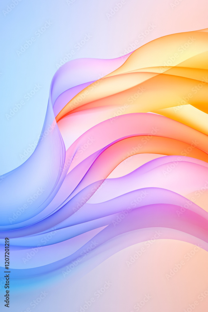 Aufkleber an abstract wavy background featuring cascading purple and orange gradients, symbolizing fluidity an
