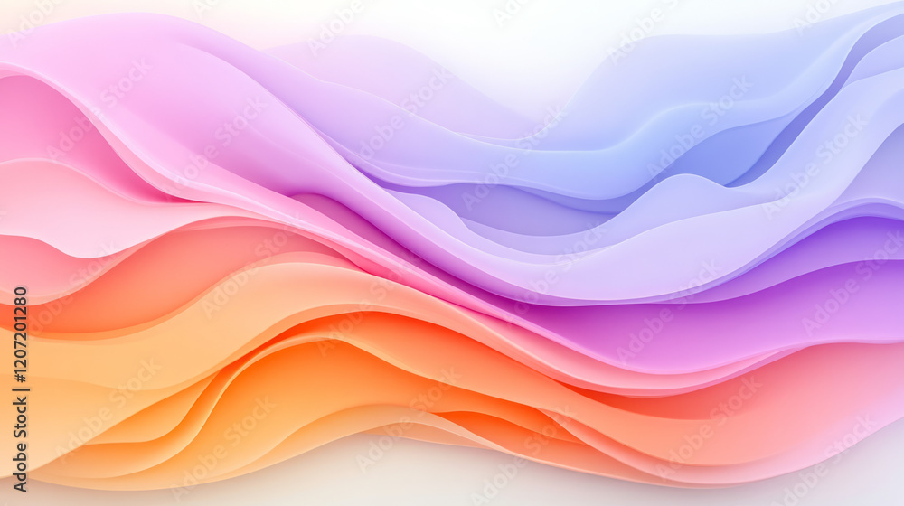 Poster a serene abstract wavy background with gentle purple and orange gradient flows, perfect for creating