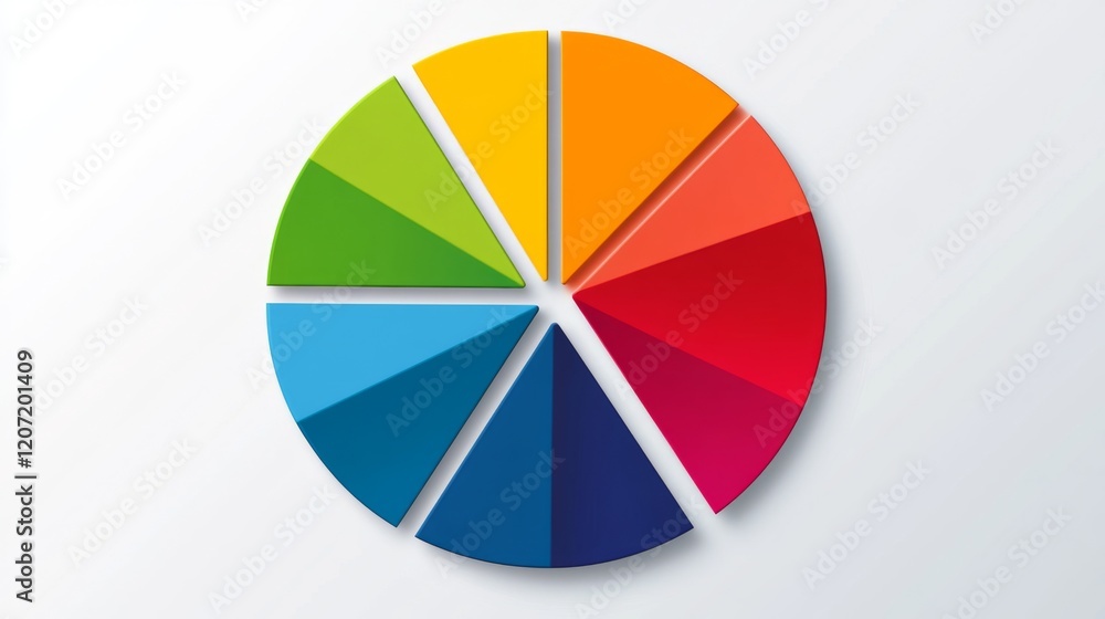 Poster a simple circular graph in gradient colors with sections divided by clean lines, set on a light back