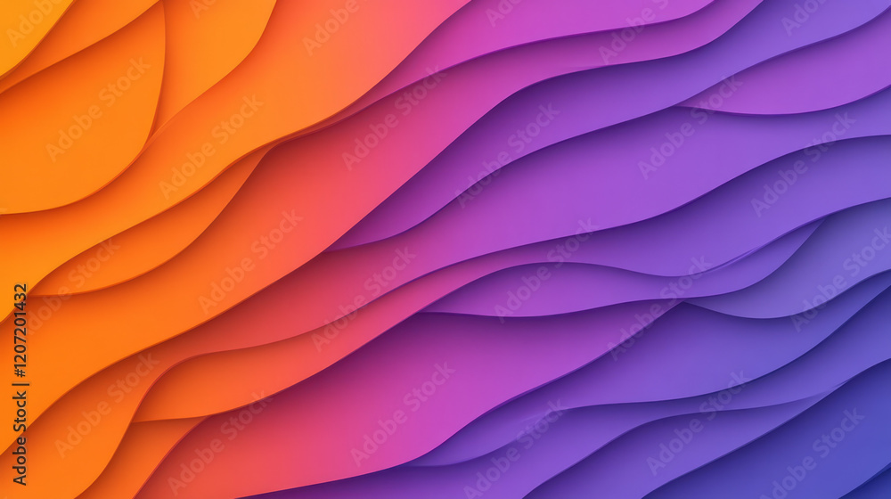 Aufkleber a bold abstract wavy pattern with sharp transitions between purple and orange gradients, creating a 