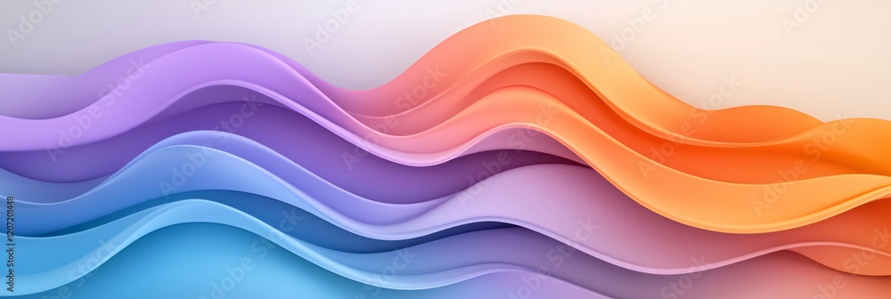 Poster a dynamic abstract wavy background featuring swirling purple and orange gradient lines, adding depth