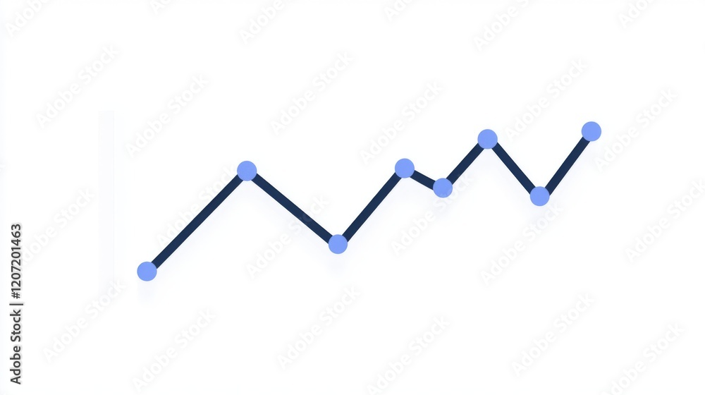 Leinwandbilder a simple line graph with a dotted trend line in blue on a white background, with subtle shadows for 
