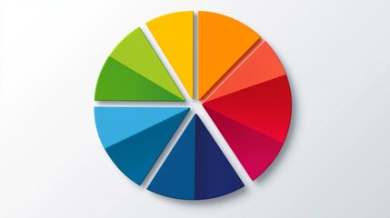 Obraz premium A simple circular graph in gradient colors with sections divided by clean lines, set on a light background for a clean, modern aesthetic