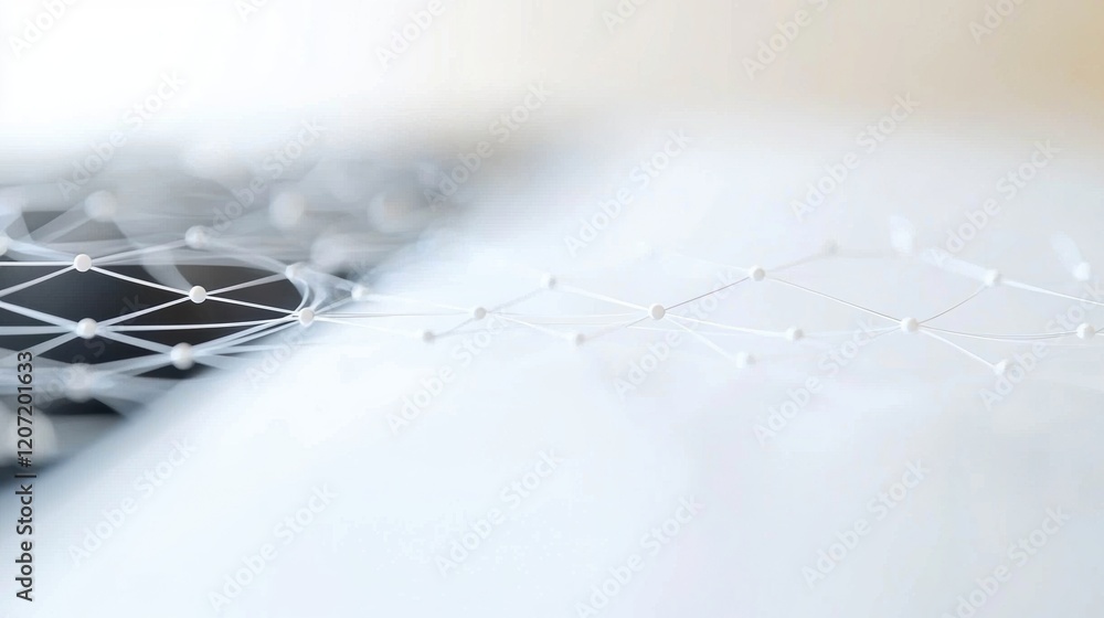 Aufkleber abstract network connection: white nodes and lines intertwined
